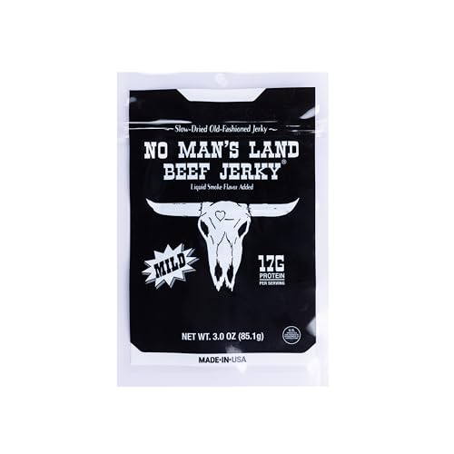 Image of No Mans Land Slow-Dried Beef Jerky | Smoked & Seasoned Jerky Strips | High Protein, Low Carb Beef Snack | Gluten Free - MILD (3oz)