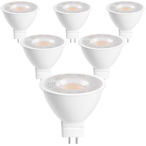 6-Pack MR16 LED Bulbs 5W , 5000K Daylight 450LM, GU5.3 12V Bi-Pin Base, 38-Degree Beam Angle, Low Voltage Spotlight Bulb for Indoor/Outdoor Landscape, Recessed, Track Lighting,12-24V Non-Dimmable