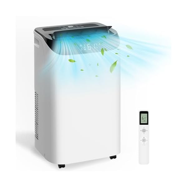 12,000 BTU Portable Air Conditioner Cools Up to 500 Sq.Ft, 3-IN-1 Energy Efficient Portable AC Unit with Remote Control & Installation Kits for Large Room, Campervan, Office, Temporary Space