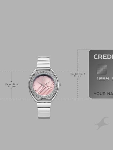 Image of Fastrack Vyb Eclipse with Quartz Analog Pink Dial Steel Stainless Steel Strap Watch for Girls - FV60123SM01W