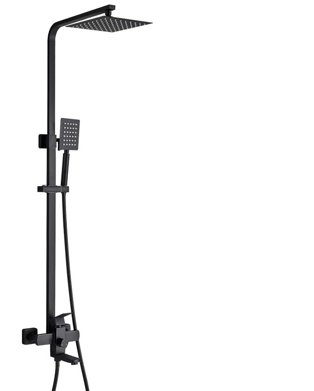 Robinet de douche mural noir mat pour l'espace baignoire familiale