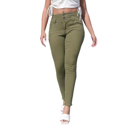 Image of YUCACIILA Womens High Waisted Colombian Skinny Stretch Jeans Butt Lifting Slim Fit Denim Pants, 8233 Green, XL