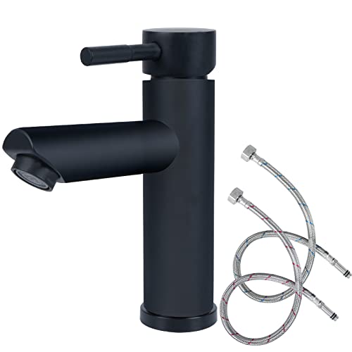 SLFYEE Rubinetto Lavabo Bagno Nero Acciaio Inox Rubinetto Bidet per Bagno Cucina con Tubo di...
