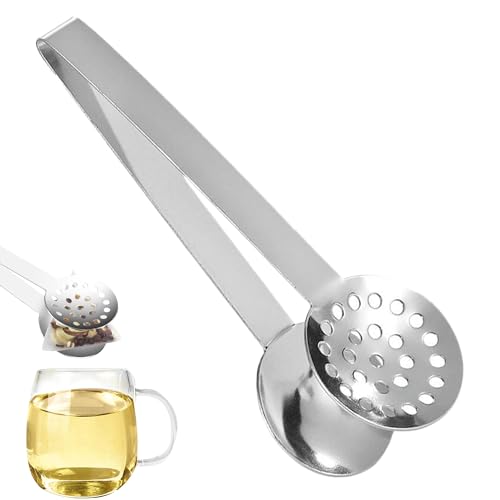 Premium Stainless Steel Tea Bag Squeezer Tongs 6.1 Inch Length Reusable Kitchen Tool for Hot Tea and Lemon