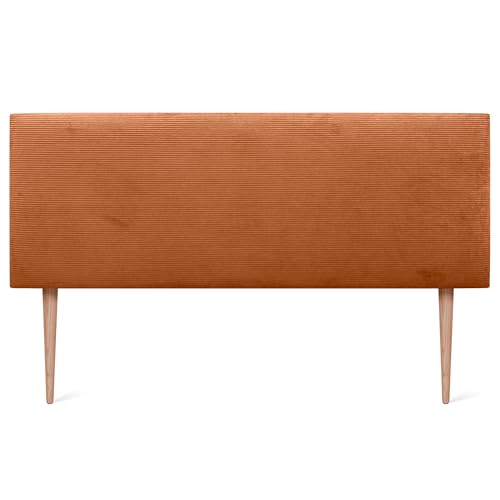 DHOME Kopfteil aus einfarbigem Cord mit Beinen hohe Qualität modernes gepolstertes Kopfteil Luxus-Bett gepolstertes Schlafzimmer (Orange, 145 cm)