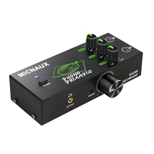 MICNAUX Phono Preamp for Turntable, Mini Hi-Fi Preamplifier with 3