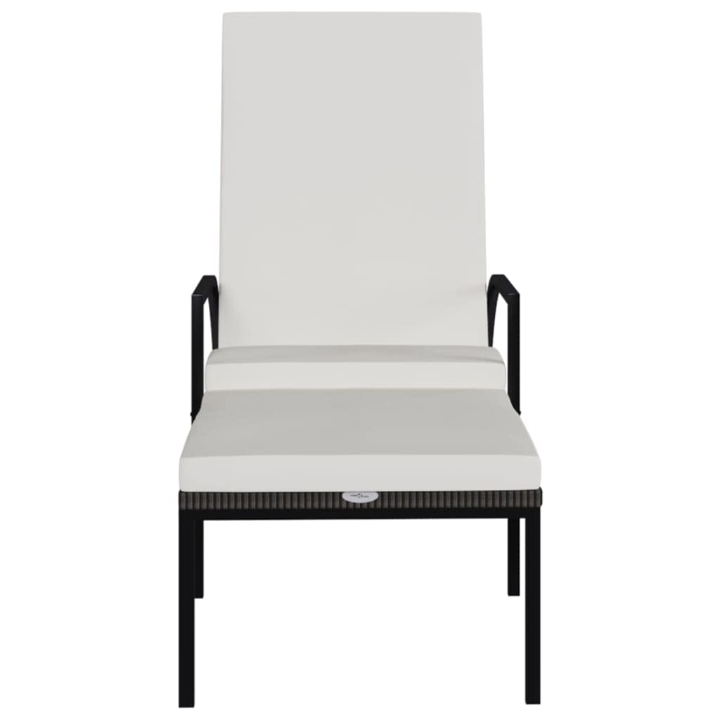 Sonnenliege Gartenliege Liegestuhl Relaxliege PE Rattan Braun mit Fußhocker, verstellbar, Stabiler Stahlrahmen, für Balkon, Terrasse, Pool, Outdoor, entspannen und Sonnenbad