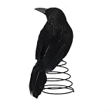 Halloween Krähe Baumspitze Ornament mit simulierter Feder und Federbasis für kleine oder große Weihnachtsbäume, gruselige Urlaubsdekoration für Herbst, Thanksgiving und Ernteparty Display