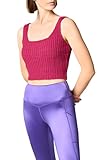 goldenpoint donna top cropped a coste, colore rosso, taglia m/l