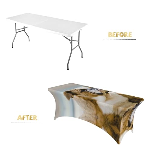 Nappe rectangulaire extensible élasthanne bouledogue table 1,8m buffet