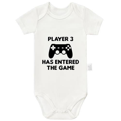 Player 3 Has Entered the Game Bodysuits, Gaming Gamer Baby Romper Short Sleeve Infant Toddler Outfits Jumpsuit, Newborn Gifts Baby Boys Girls Unisex (White, 0-3Months)