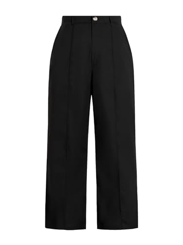 Women's Plus Size Pants High Waisted Straight Leg Work Office Trousers with Pockets