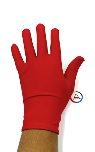 Image of Aone Premium Microfiber Lint Free Red Hand Gloves 1 Pair Anti-Smear /Anti-Fingerprint for Quality Check /Scratch-free Handling for Jewellery /Diamond /Gemstone, Watch Boutique, Sun & Dust Protection