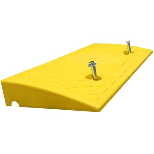 Rampas de umbral de goma resistente para bicicletas y silla de ruedas, 50 x 27 x 8 cm, color amarillo miniatura 1