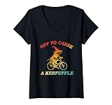 Womens Off to Cause A Kerfuffle Vintage Design V-Neck T-Shirt