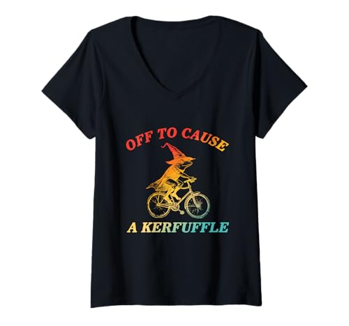 Womens Off to Cause A Kerfuffle Vintage Design V-Neck T-Shirt