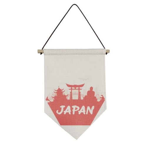 Drapeau japonais en toile suspendre avec contour rouge pour decoration murale interieure