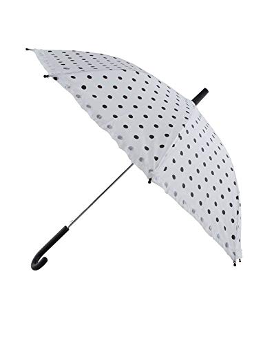El Kostümland - Paraguas con lunares y volantes (aspecto retro) Blanco