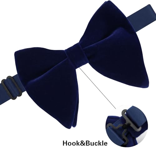 Image of Alizeal Velvet Pre-tied Adjustable Bow Tie for Men Oversize Formal Solid Tuxedo Bowtie