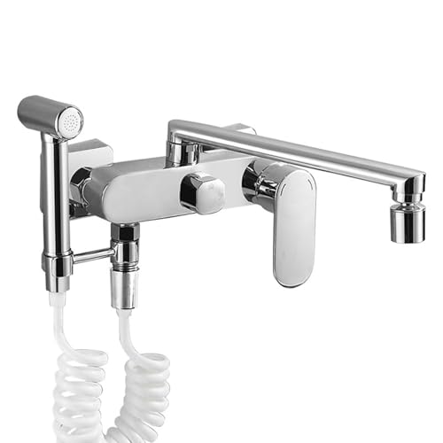 Robinet de lavabo mural 3 trous mitigeur laiton double commande