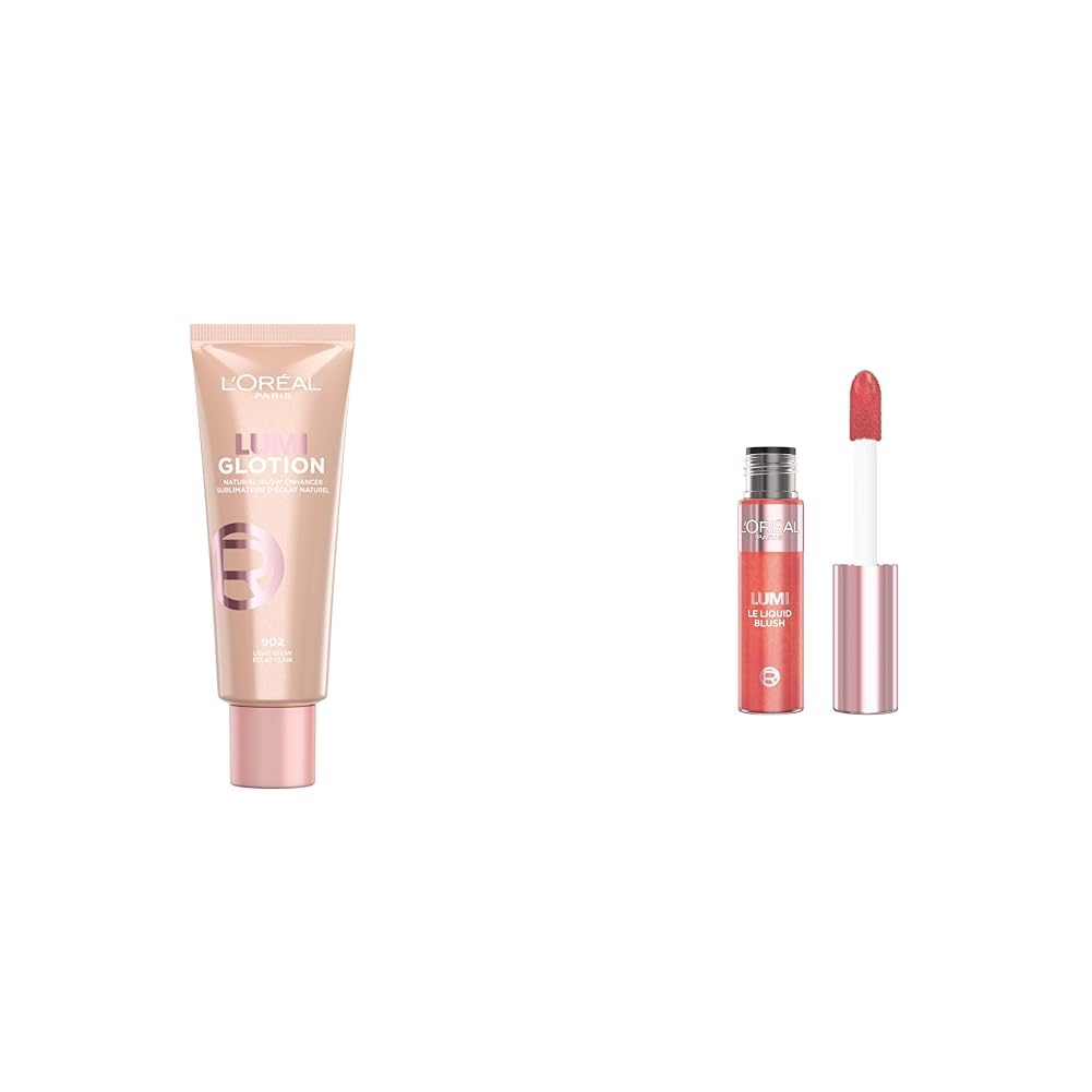 L'ORÉAL PARIS Glotion All-In-One Doğal Işıltı Aydınlatıcı Losyon - 902 Light Glow + L'ORÉAL PARIS Lumi Blush Likit Allık - 630 Glowy True Rose