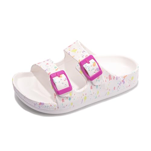 Image of FUNKYMONKEY Kids EVA Slides Waterproof Slip-on Pool Sandals for Boys Girls | Lightweight Plastic Sandals with Adjustable Double Buckle, Boys Girls Comfortable Non-slip Summer Shoes for Beach, Daily Wear