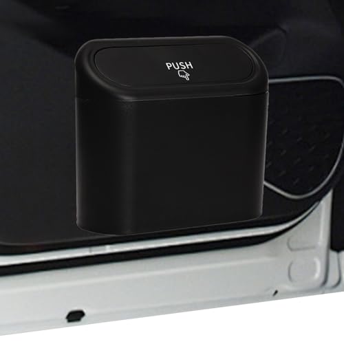 Image of Car Trash Can with Lid, Mini Auto Garbage Bin Organizer, Automotive Storage Container, Suitable for Vehicle, Home, and Office