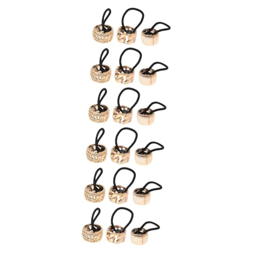 PAMINGONO 18個 ポニーテールボタン 弾性ヘアホルダー 細い髪用のヘアゴム ヘアポニーテールカフス ゴールドポニーテールカフ バンド ポニーテールホルダーカフス Golden プラスチック