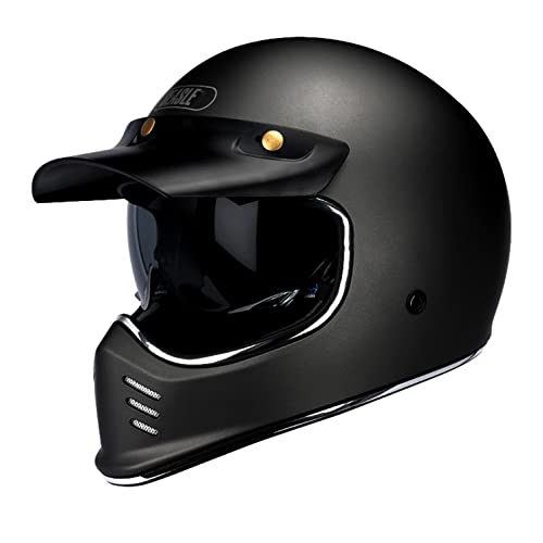 Full face Motorrad Helm Vintage Integralhelm Motorrad Scooter Retro Classic Crash Racing Touring ECE-geprüfter Helm,Atmungsaktiv und Warm für Erwachsene Männer Women D,M