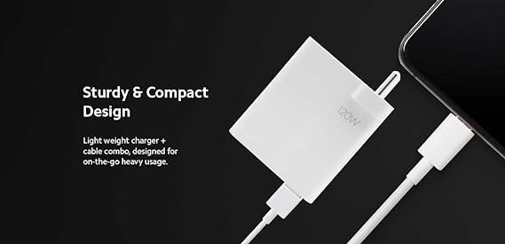 Image of 120W Super-Turbo Hyper Charging Combo For Xiaomi Redmi Note 9 /9 Power /9 Prime /Note 10 /Poco M2 Pro /Note 7 Pro /Note 9 Pro /Note 8 /Note 7 /Mi A1 /Mi A2 /Mi A3,Usb Type C,White(Fix16)