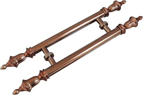 Poignée de porte coulissante antique or rose 120 cm en verre style campagnard