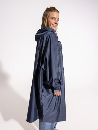 Ela Mo Regenponcho Damen - Stilvoller Fahrrad Regenschutz - wasserdicht - Super leicht - Poncho Regencape für Festival, Outdoor (Navy)