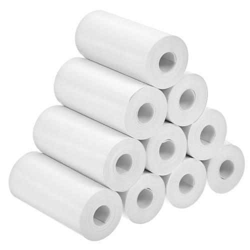 NOLITOY 10 Rollos de Papel Térmico Adhesivo Color Blanco para Impresora, Fácil de Despegar y Pegar Adecuado para Uso en Entornos Domésticos y Comerciales