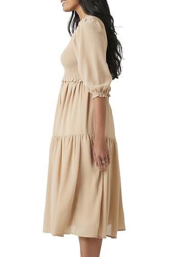 Image of Forever 21 Women's Smocked Chiffon Peasant-Sleeve Dress