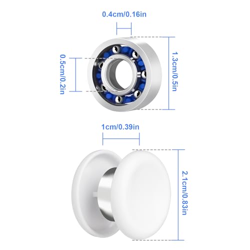 Image of 16 Pack Fidget Spinner Bearing and Cap Replacement Set, Chrome Steel Bearing Balls, High Speed 13mmx7mmx4mm Bearings Single Sealed Small Bearings for Fidget Spinner