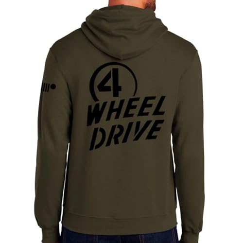 Jeep Willys 4 Wheel Drive Logo Heather Green Hoodie Hooded Sweatshirt – Screen Printed in Detroit3