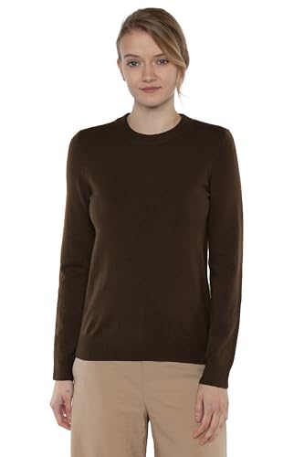 Image of JENNIE LIU Women's 100% Pure Cashmere Crew Neck Sweater, Tight Knit Cozy Soft Hand Washable Long Sleeve Pullover