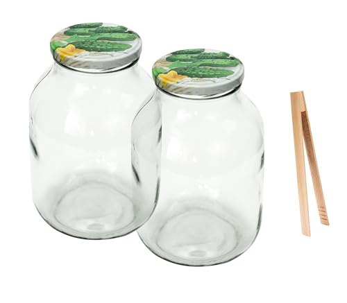 MIKONI 2 tarros de cristal para conservas de pepinos (2 litros)