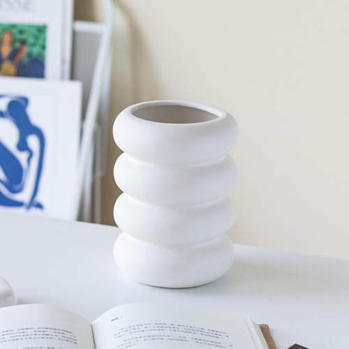 Ceramiczny wazon na kwiaty, geometryczne wazony dekoracyjne w kształcie pączka do wystroju domu, kuchni, biura lub salonu