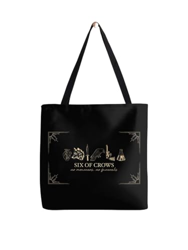 Sac fourre-tout Six of Crows grand cabas littéraire imprimé en coton noir