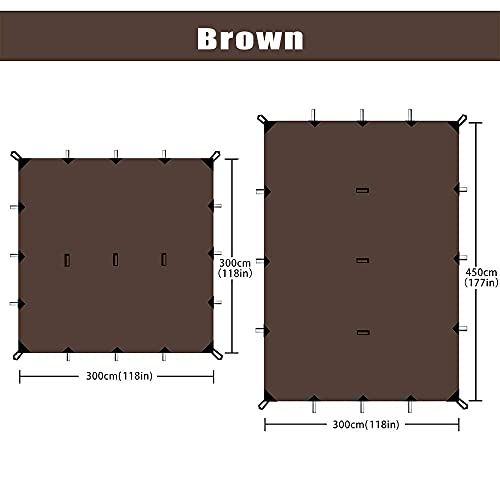 KALINCO Zeltplane Tarp für Camping Hängematte Regenschutz Multifunktionales UV Schutz Sonnensegel Zelt (Braun 3X3M) - Image 3