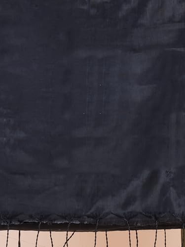 Image of Women's Tissue Cotton Saree | Plain Lightweight Tassel Pallu Saree with Blouse