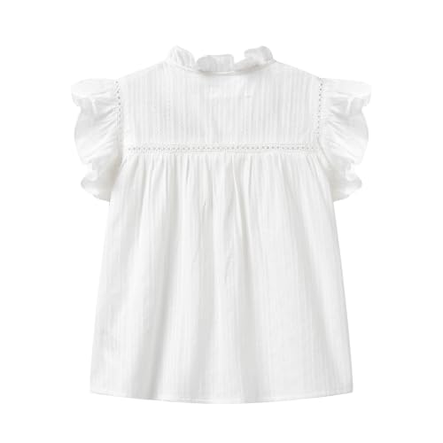 Image of Mud Kingdom Little Girls Peter Pan Collar Blouse Cotton Short Sleeve Button Up