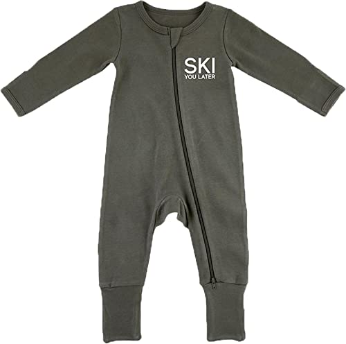 Stephan Baby Romper - Cozy Cotton Infant Bodysuit with 2-Way Zipper, 6-12 Months, Ski You Later
