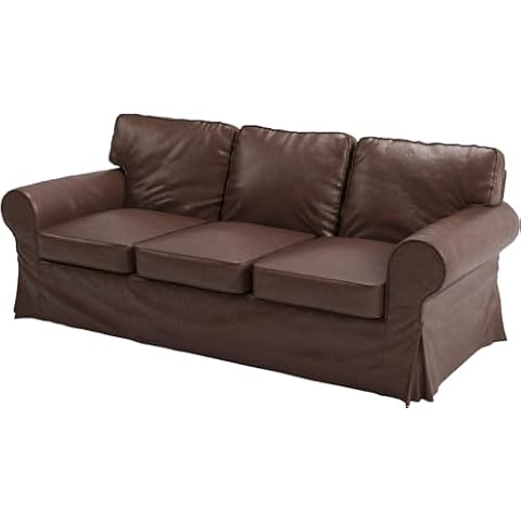 Ektorp 3 Seat Sofa Cover Replacement is Custom Made Slipcover for IKEA Ektorp Sofa Cover (New Brown PU Leather) Cover