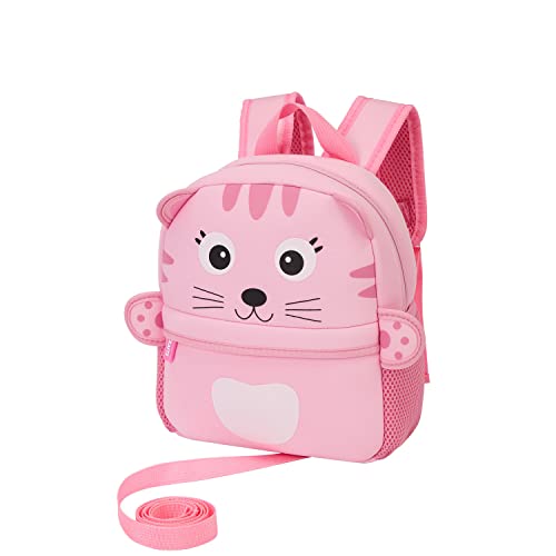 Kk Crafts Preschool Toddler Backpack With Leash, 3D Cute Cartoon Neoprene Animal Schoolbag For Kids Boys Girls（Pink Cat） #TOP6