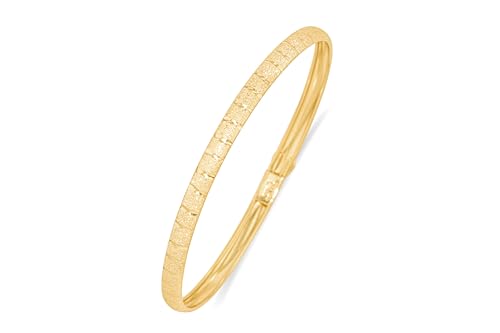 Floreo 10k Yellow Gold 4mm Subtle Stripe Satin Finish Textured Flex Bangle Bracelet