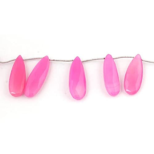 Perles calcédoine rose facettées briolettes poire allongée 8 pouces SB2896