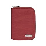 Travelon RFID Blocking Passport Zip Wallet, Poppy, 4 x6 .5