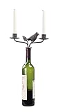 Creative Co-Op Bird Wine Stopper with Two Taper Holders, Rust Metal